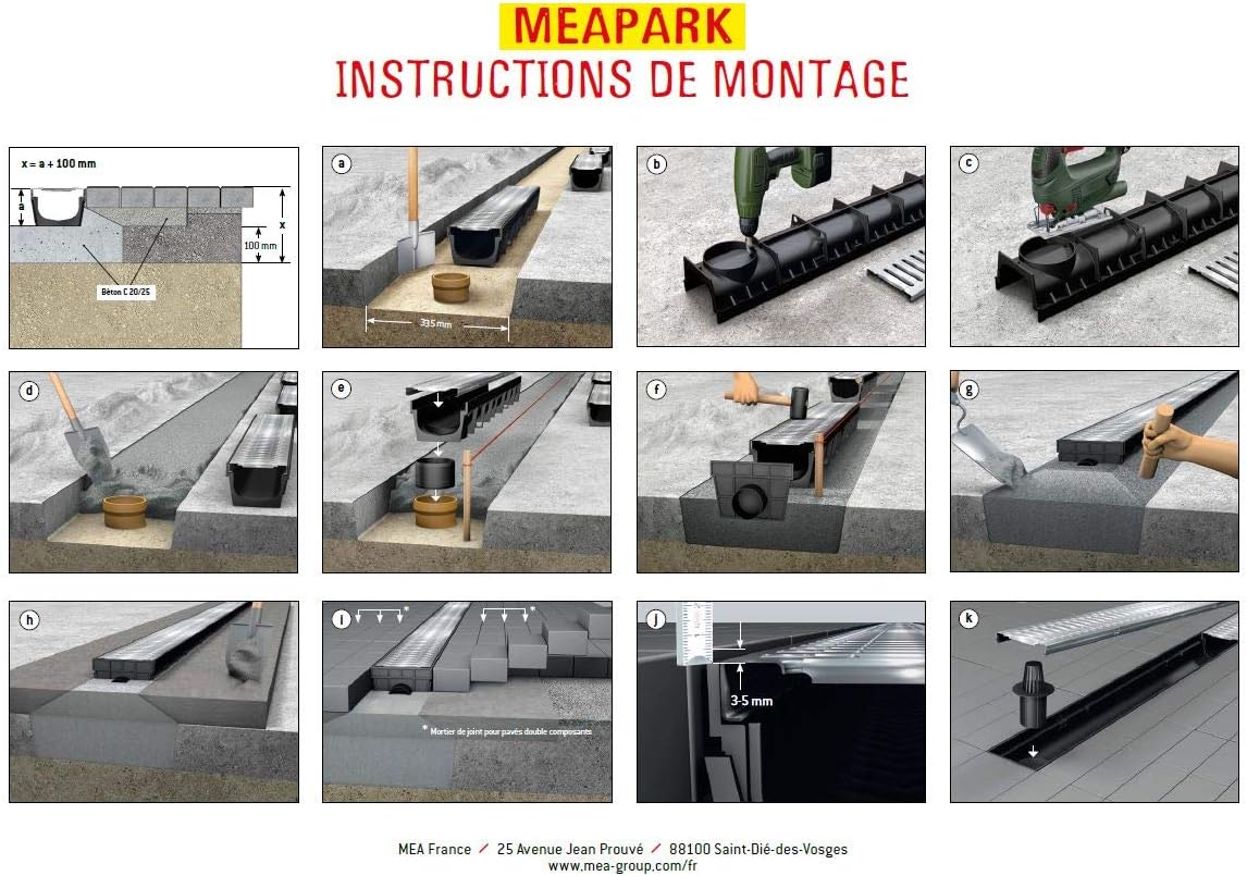Profil E-Blade R En INOX Pour Caniveaux MEAPARK - Couverture à Fente Design - Drainage Extérieur Élégant