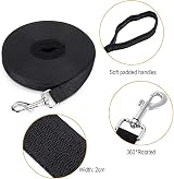 Vivifying 20m Nylon Training Lead for Dogs Long Line 65ft Obedience Leash Black view 4
