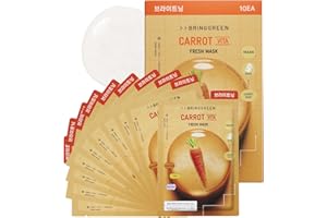 BRING GREEN CARROT 90% Fresh Mask (10 Count) | Daily Skincare Facial Mask for Revitalizing, Moisturizing, Skin Tone & Texture Improvement, Suitable for All Skin Types | Vegan & Cruelty-Free