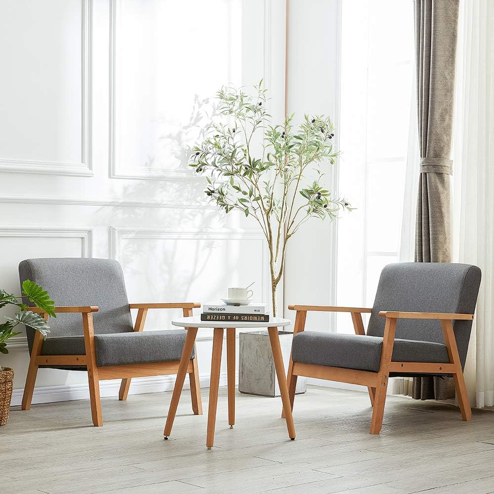 H.J WeDoo Scandinavian Design Linen Fabric Armchair Tub Chair 1 Seater