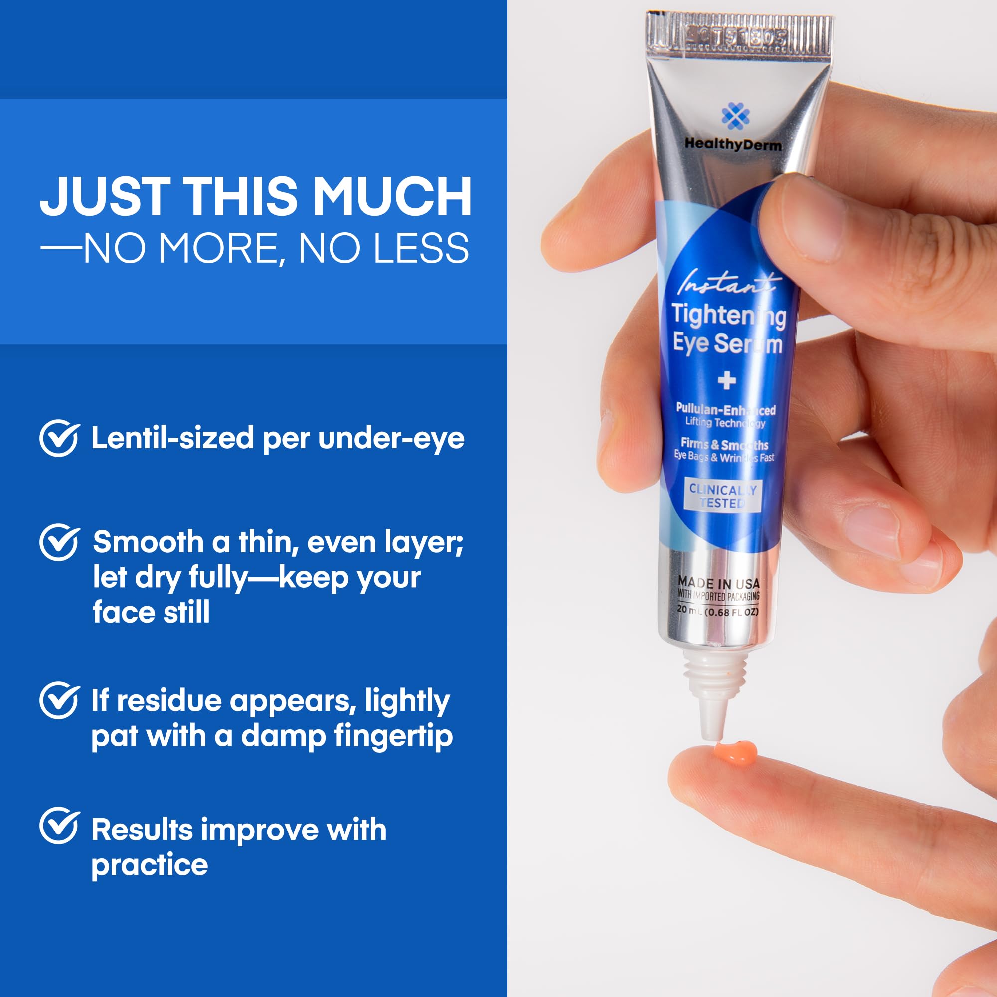 Instant Under Eye Lift Serum - Reduces Eye Bags, Wrinkles, Puffy Eyes, Dark Circles & Crow’s Feet in Minutes - Advanced Firming Polysaccharide Formula for Mature Skin - 20 mL