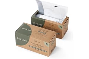 SMARTY PEAR Leo's Loo Too by Casa Leo I Waste Litter Drawer Liner Bags for Automatic Litter Boxes I Heavy Duty 2mil Thick with Drawstring I Unscented 50 count