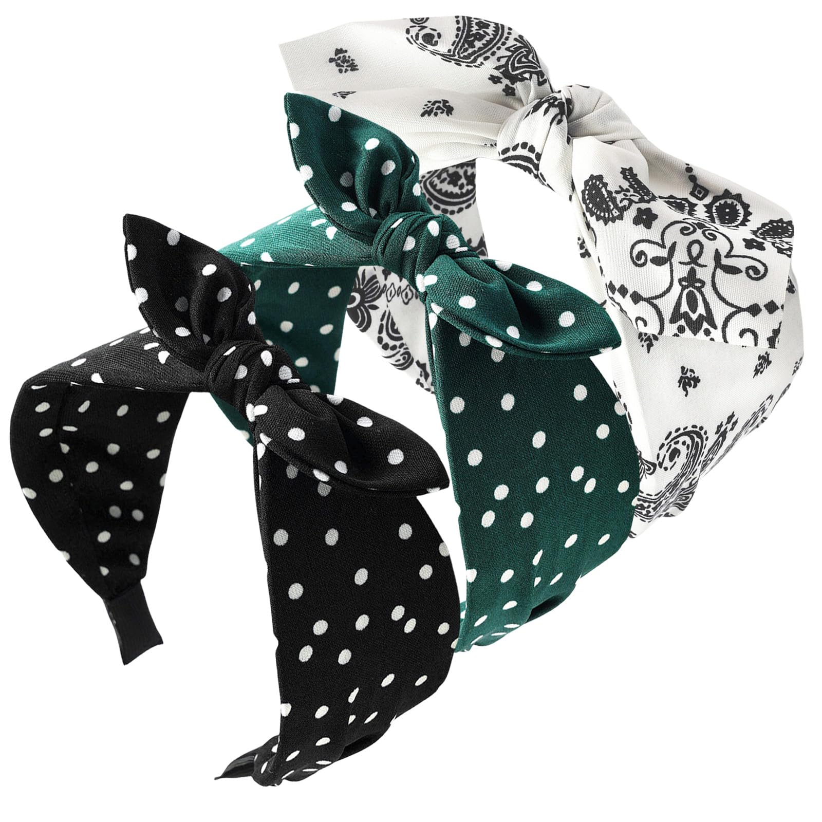 scicent Headband Boho Bow Knotted Hairband 3 Pieces Hair Bands Elastic Fabric Head Band Vintage Flower Hairbands Turban Headbands for Women Girls 4523 — image 1