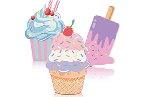3 Pcs Ice Cream Standee Large Cupcake Cardboard Cutout for Ice Cream Birthday Party Decor Candy Land Party Decorations Cupcak