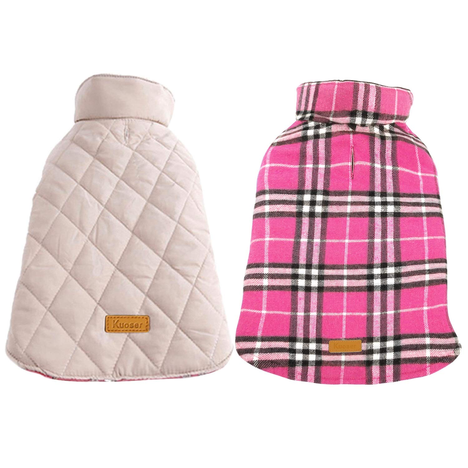 Kuoser Dog Coats Dog Jackets Waterproof Coats Dogs Windproof Cold Weather Coats Small Medium Large Dog Clothes Reversible British Style Plaid Dog Sweaters Pets Apparel Winter Vest Dog (large)