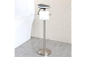 ZCCZ Nickel Free Standing Toilet Paper Holder with Shelf and Storage for Up to 5 Rolls - Heavy Base Design Papier Toilette Su