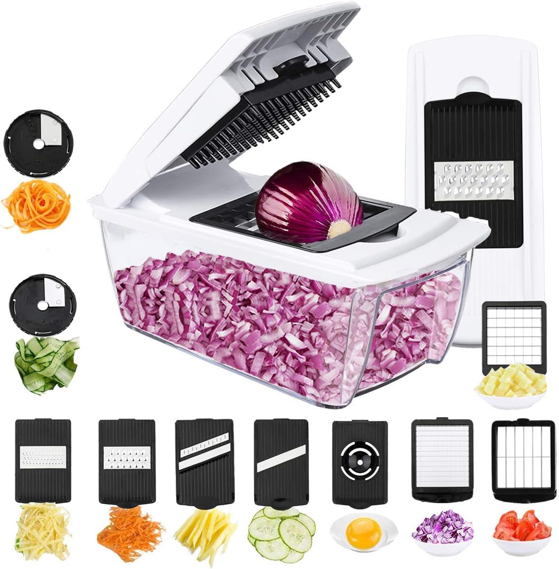 Vegetable Chopper Mandoline Slicer Dicer- 10 in 1 for Spiralizer Vegetable Slicer, Vegetable Dicer Food Chopper Dicer Pro - Food Choppers and Dicers - Spiralizer Vegetable Cutter - Veggie Chopper