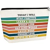 Positive Affirmation Gift for Women Makeup Bag Inspirational Encouragement Self Care Gift for Daughter Sister Female Friend BFF Her Cosmetic Bag with Zipper Christmas Birthday Gift Travel Pouch
