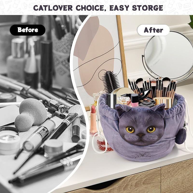 Design de Saco de Maquilhagem para Gatinhos, Organizador de Maquilhagem de Grande Capacidade, Maquilhagem de Viagem, Maquilhagem para Mulheres e Raparigas — foto 4 de 6