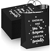 Tenceur 20 Pcs Thank You Appreciation Gift Bags for Christmas Teacher Employee Coworker Colleague 8.3 x 4.3 x 10.6 Paper Goodie Bags with Handles Birthday Party Favor for Nursing(Black)
