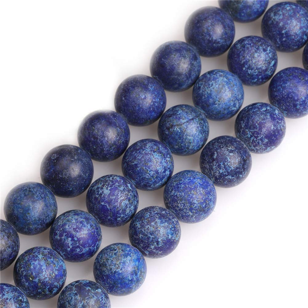 Sweet & Happy Girl's Store SHGbeads 12mm Frost Matte Blue Lapis Lazuli Semi Precious Gemstone Round Loose Beads for Jewellery Making DIY Handmade Craft Supplies 15"