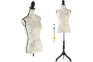 HOMBOUR Female Mannequin Body, Sewing Mannequin Torso Dress Form, Height Adjustable 52-67 inch Mannequin with Stand for Dressmaker Jewelry Display, Ivory