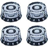 XIYANGJUAN 4pcs Electric Guitar Knobs Clear Black Dodecagon Design Speed Control Volume Tone Knobs for PRS SG LP Style Guitar Accessories(Transparent-Black)