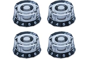 XIYANGJUAN 4pcs Electric Guitar Knobs Clear Black Dodecagon Design Speed Control Volume Tone Knobs for PRS SG LP Style Guitar Accessories(Transparent-Black)