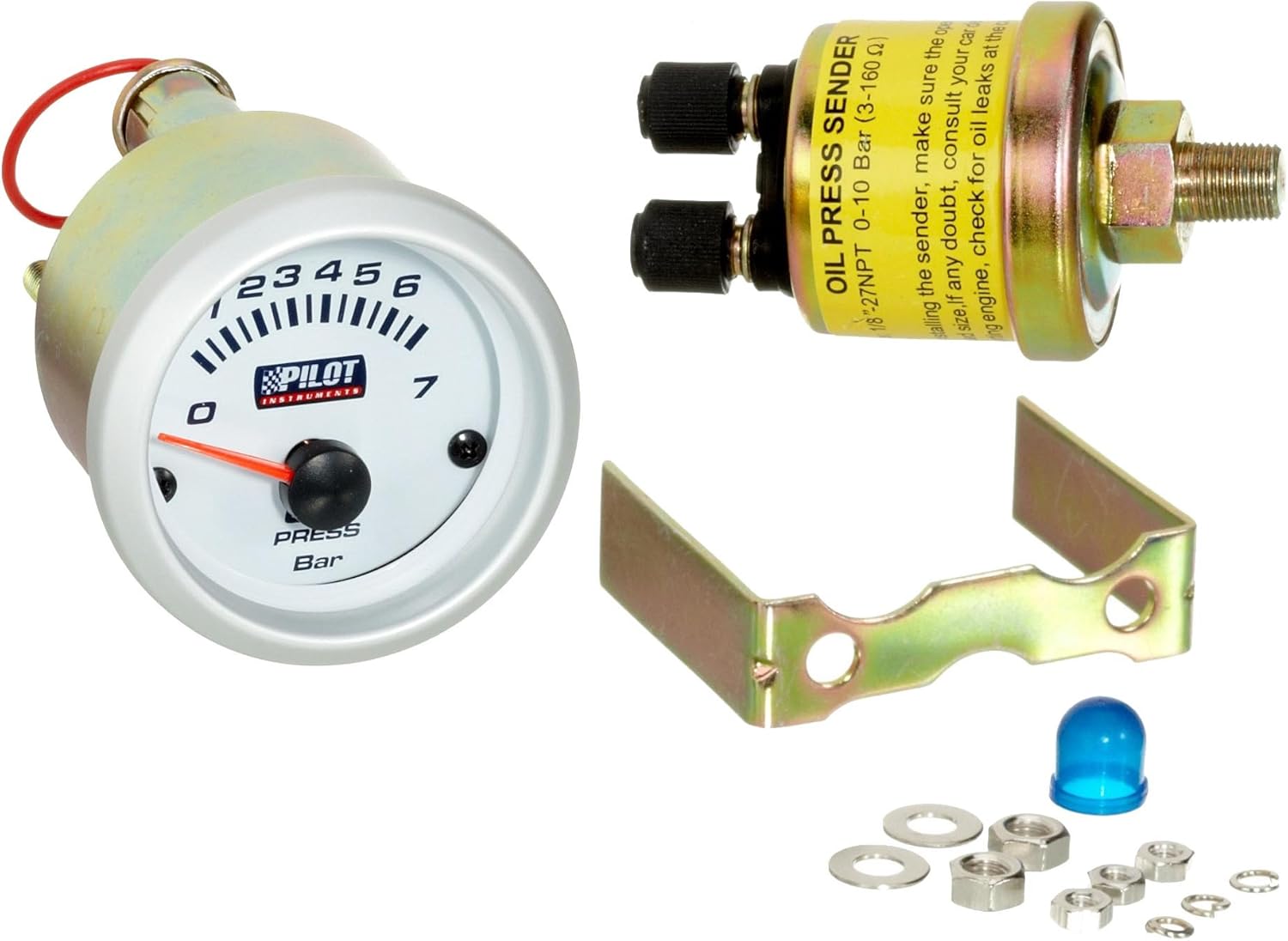 Pilot LA_10003 Auxiliary Oil Pressure Gauge Blue Lit