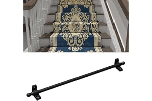 HROKZ Solid Brass Stair Rods for Carpet Runners Set of 5, Black Stair Runner Rods for Fixed Stair Carpet, 28 inch Oval Finial Carpet Runner Rods