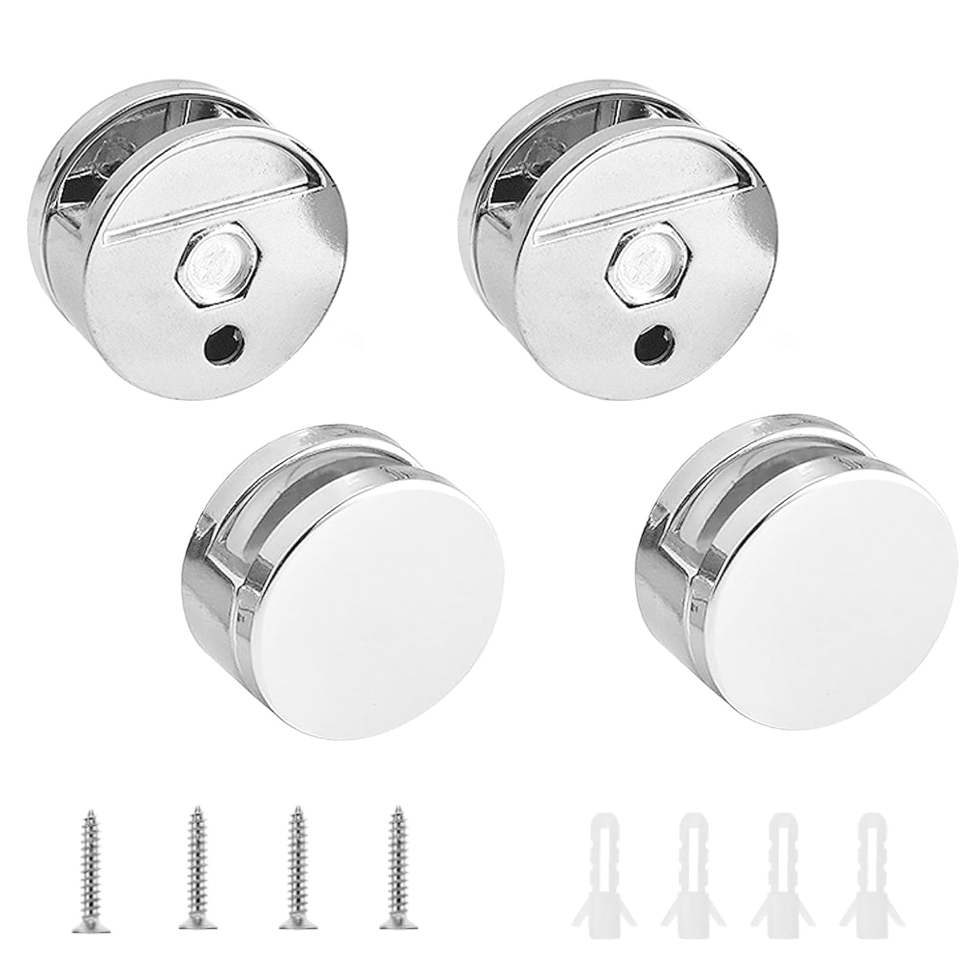 Pack of 4 Glass Clamp Mirror Clip Mirror Holder Bathroom Zinc Alloy Glass Clip Holders with Expansion Tube and Screws Suitable for Bathroom Living Room Public Places etc