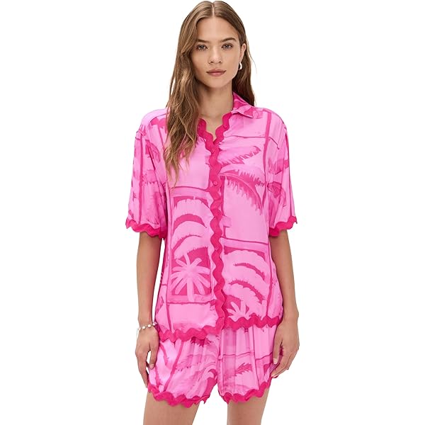 Vince Camuto Women's Foiled Tulip-Sleeve Blouse (Avocado, XX