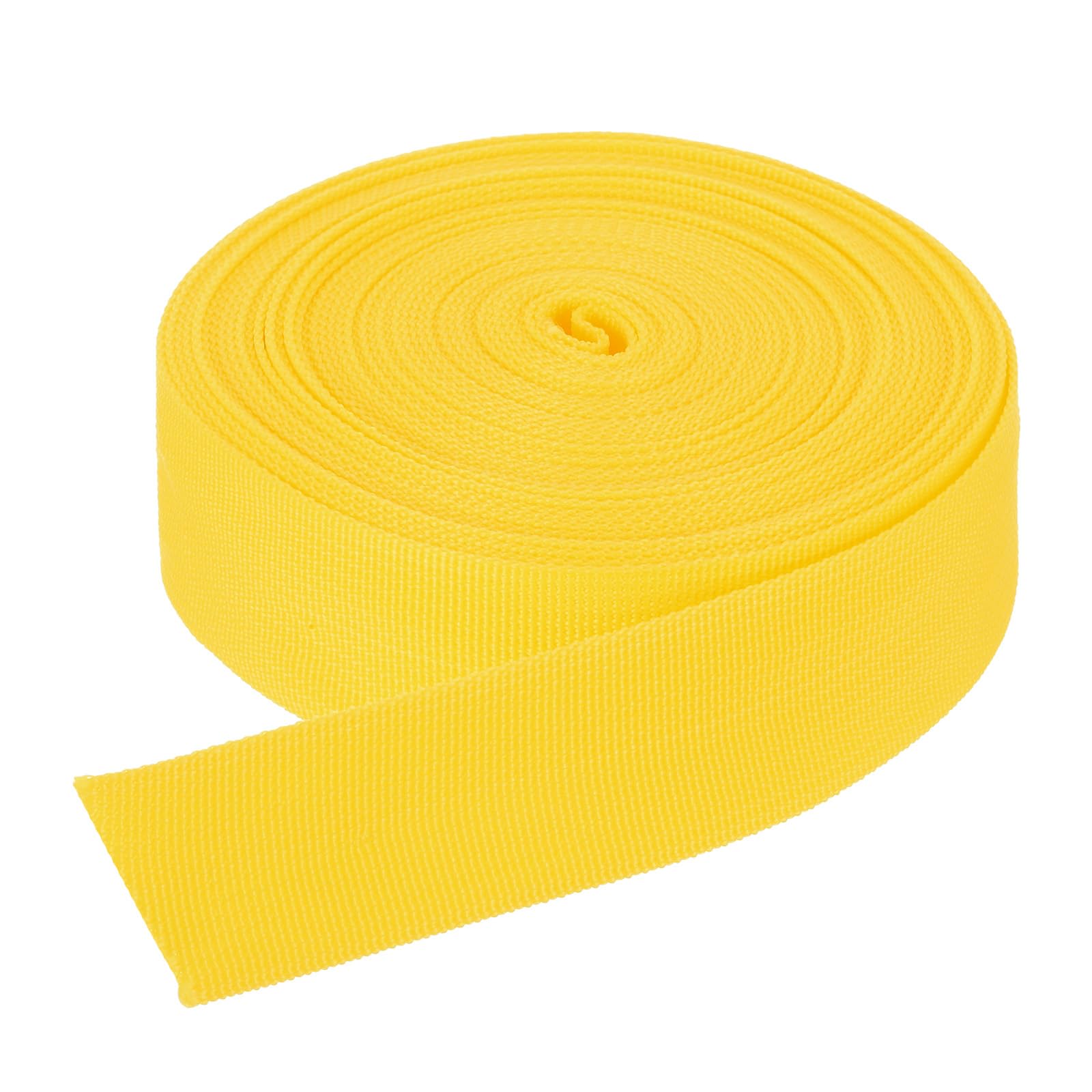 DMiotech 10 Yard x 1 1/2 Inch Width Nylon Webbing Strap Poly Flat Webbing Strapping for DIY Craft Backpack Strapping, Sewing, Outdoor Gear Repair, Bright Yellow