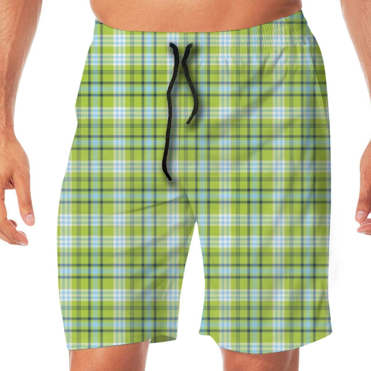 FFMMdog Lime Green and Aqua Men's Swim Trunks Quick Dry Funny Shorts