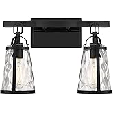 Savoy House 8-560-2-BK Albany Nautical Farmhouse Clear Water Glass Bathroom Vanity Wall Light, 2-Light 120 Total Watts, 11" H