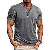 Asamqu Mens Short Sleeve Shirts Casual Cotton Basic Henley Shirts Summer Lightweight T-Shirts