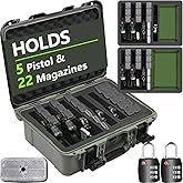 Pistol Gun Case for Multiple Handguns – TSA Approved Travel Pistol Case with 2 TSA Locks, Pre-cut Heavy Duty Waterproof Hard Shell Gun Case with Silica Gel Canister