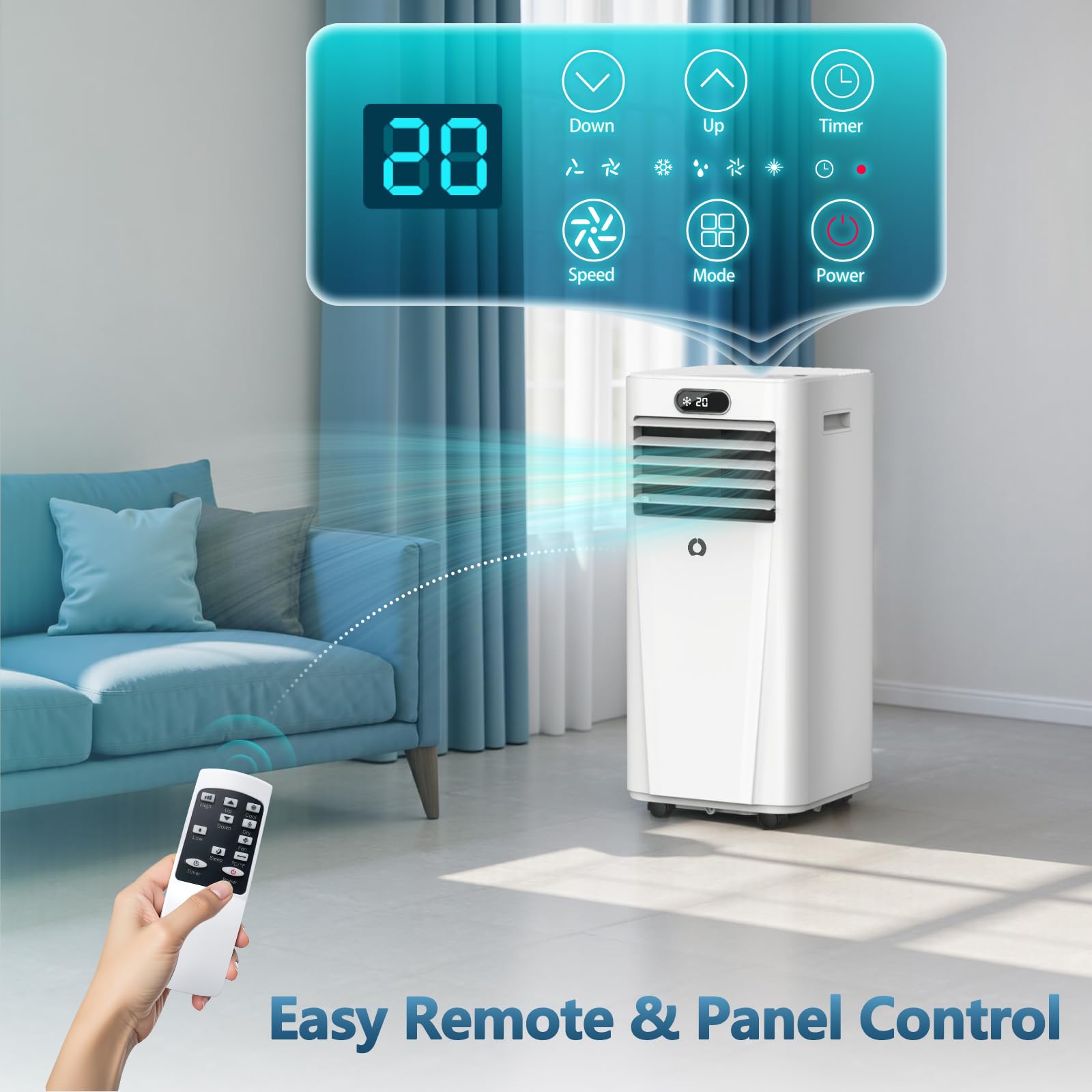 Portable Air Conditioners,10,000 BTU 3-in-1 Portable AC unit for Rooms up to 450 Sq. Ft, Featuring 24H Timer, Smart Sleep Mode, Window Kits Included, Perfect for Bedrooms, Kitchens, and Apartments.