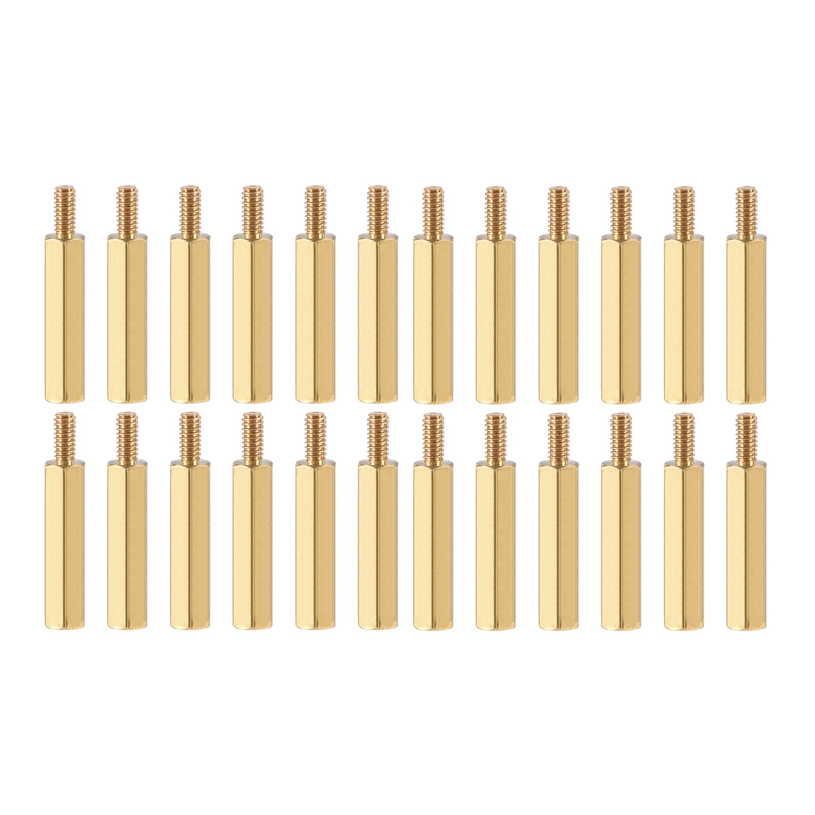 YOKIVE 20 Pcs M2.5 Standoff Screws, Brass Hex PCB Standoffs, Keep Height Consistent, Great for Motherboard (Gold Tone, 20mm+6mm)