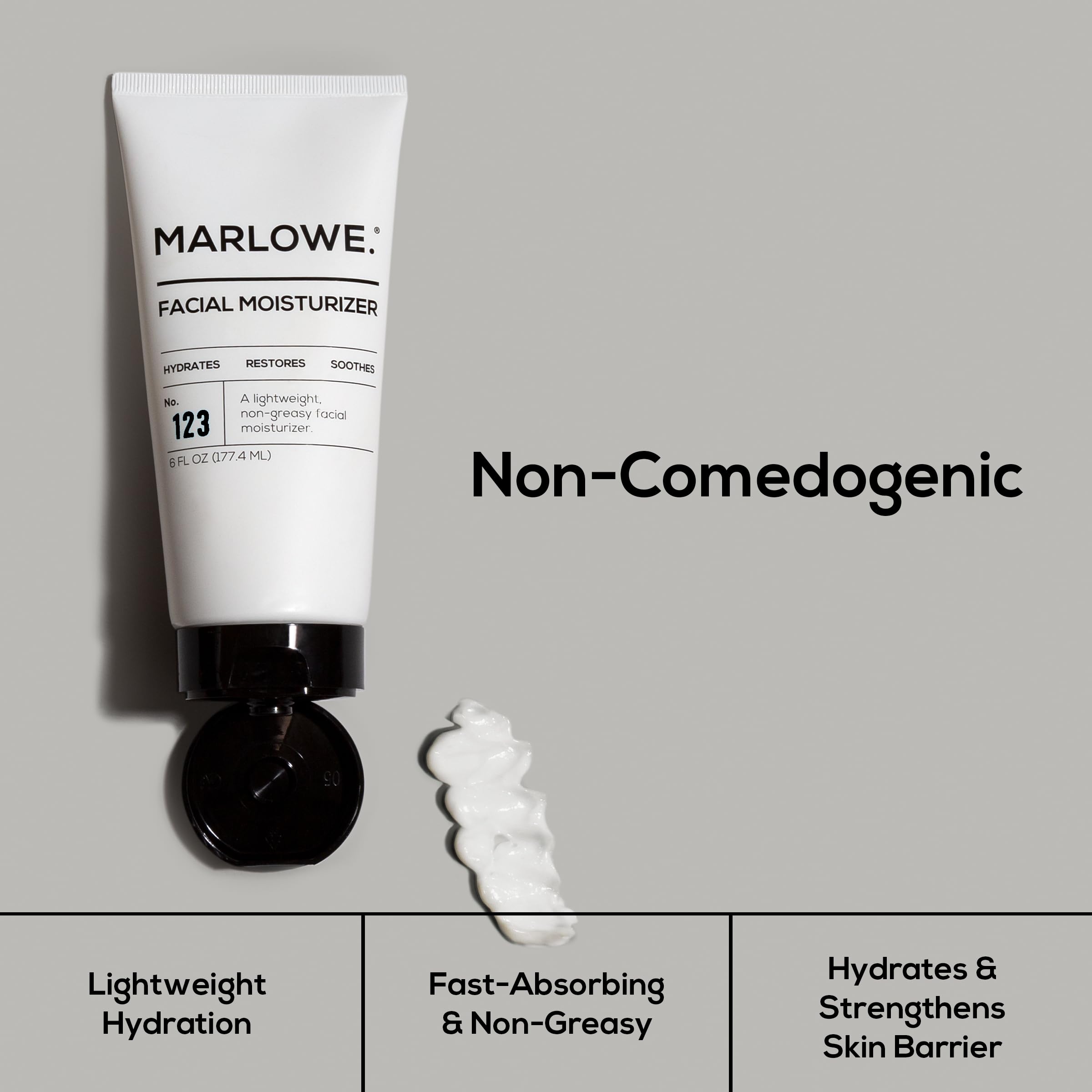 MARLOWE. No.123 Men’s Facial Moisturizer, Lightweight Daily Lotion with Aloe Vera & Green Tea for Soft, Hydrated Skin, Fresh Aloe Citron Scent, Holiday Grooming Gift for Men, 6 fl oz