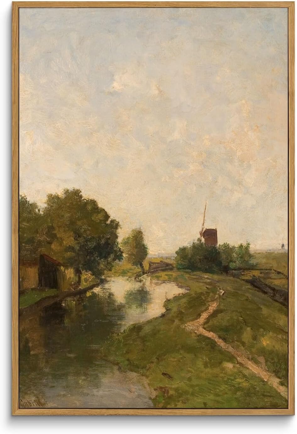 Wall Décor - WITCOLOR Framed Large Canvas Wall Art, 16×24in Vintage Wall Art Decor for Living Room Nature Landscape Countryside Wood Wall Art Prints Scenery Oil Painting for Bedroom Office Home Decoration