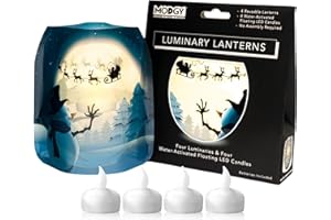 MODGY Luminary Lanterns 4-Pack - Floating LED Candles with Batteries Included - Luminaries are Great for Weddings, Parties, Patios & Celebrations of All Kinds (Frosty)