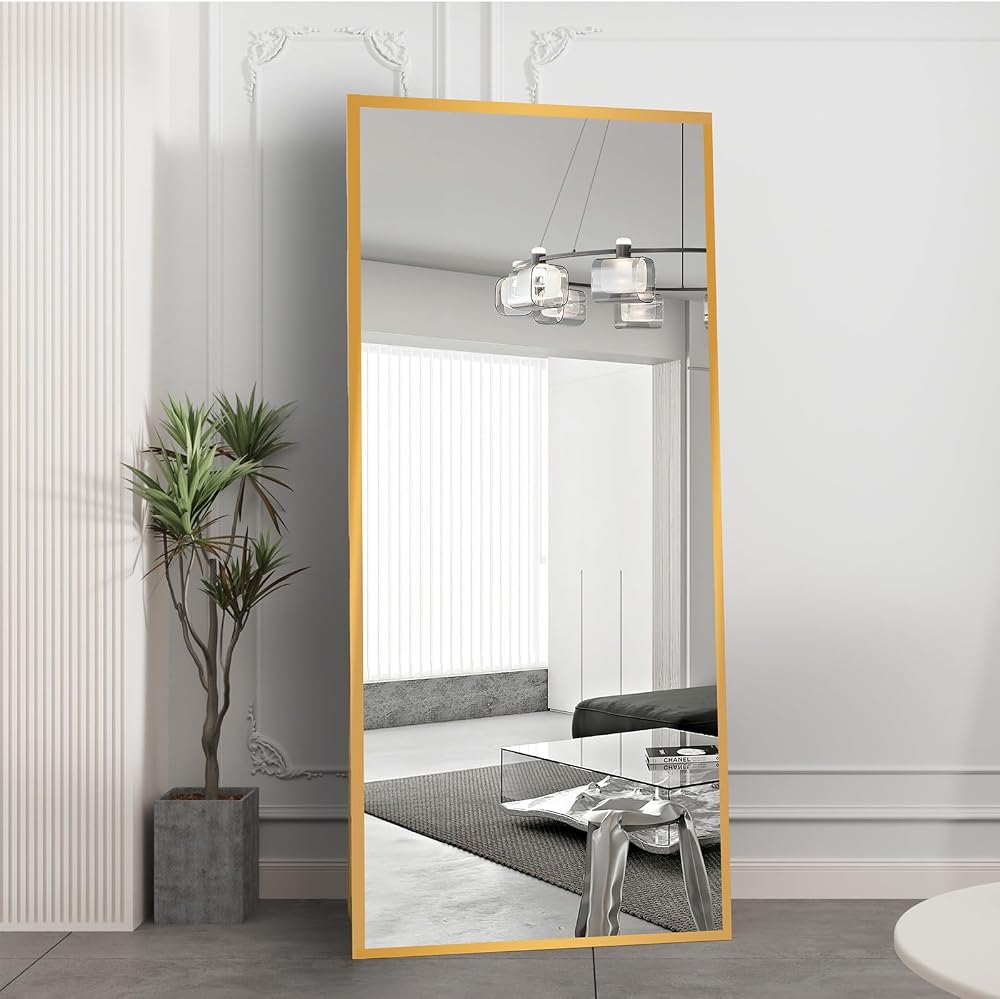 Beauty4U Full Length Mirror 180x80cm Gold Aluminum Frame Free Standing