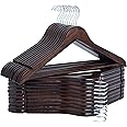 StorageWorks Wooden Coat Hanger, Wood Clothes Hangers 20 Pack, Walnut Color, Natural Wood Hangers for Coats, Shirts, Jackets,