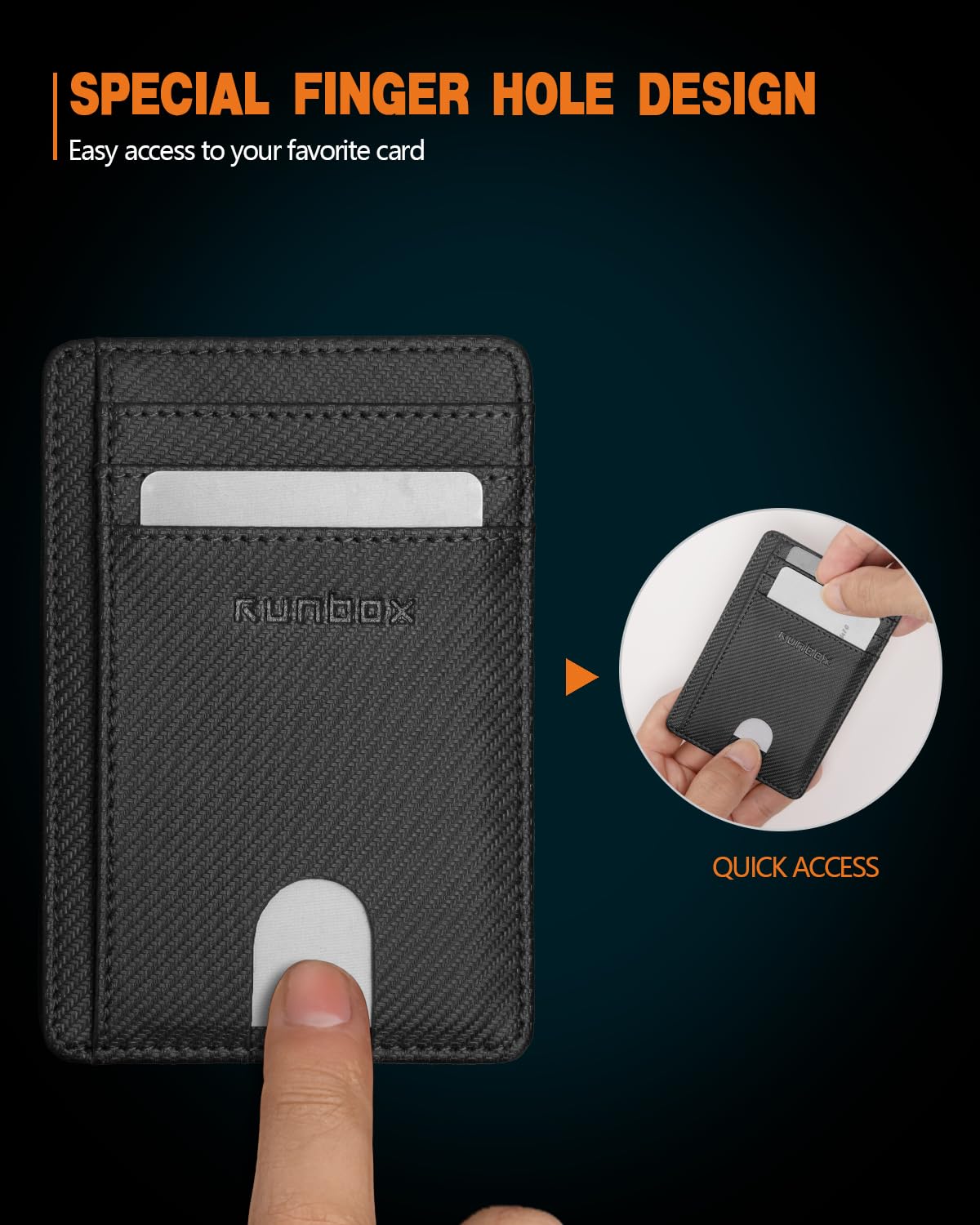 RUNBOX Slim ID Cases Minimalist Front Pocket RFID Blocking Leather Wallets for Men and Women Card Holder Wallets Gifts for men