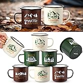 Maxcheck 6 Pack 12oz Christmas Mug Camping Set Enamel Campfire Coffee Cups, Happy Campers Design, 3 Styles Travel Mugs for Outdoor Use, Holiday Gifts for Camping Lovers Couples