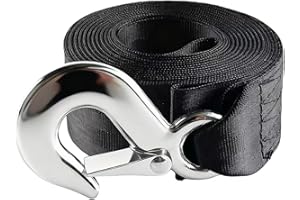 WELCAPAC-Boat Winch Strap with Safety x 20’ - 5000 Lbs Break Strength Heavy Duty Replacement - Loop End Winch Straps for Boat