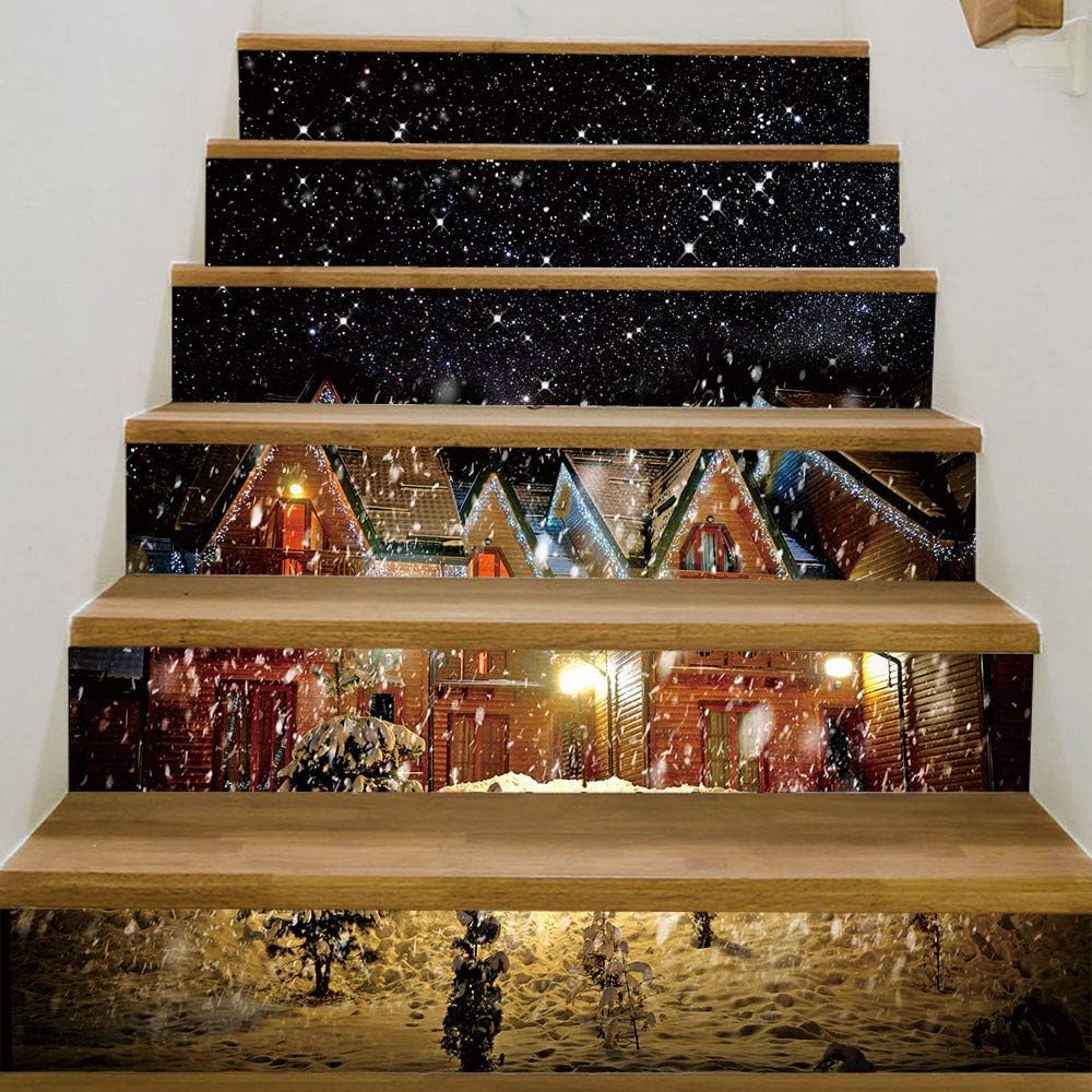 Amazon Com Gxok 6pcs Set 3d Christmas Decoration Stair Stickers