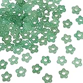 TUMBEELLUWA 10 Pcs Natural Crystal Flower Shaped Beads for Jewelry Making 5 mm, Green Aventurine Large Hole Beads for Crafts Macrame Hair Braids