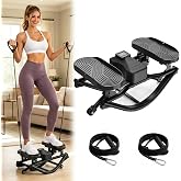 Rock Steppers for Exercise at Home 3D Motion Stair Stepper 350 LBS Capacity | Anti-Slip Rocking Stepper,Resistance Band &amp; Digital Display,Exercise Machine for Full Body Workout Low-Impact Knee-Friendly