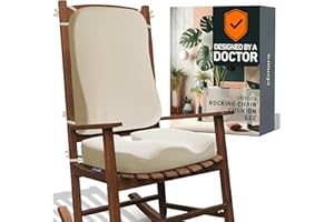 Elmara Rocking Chair Cushion Set is The Ultimate Comfort Solution – Doctor-Designed Contour Jumbo Memory Foam Cushions – Rocking Chair Cushions Indoor – Durable Outdoor Rocker Cushions (Beige)