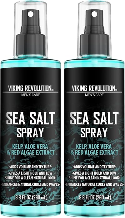Viking Revolution Sea Salt Spray for Hair Men 2 Pack Kelp Aloe Red Algae