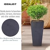IDEALIST Set of 2 Small 38cm Tall Planter Dark Grey Reinforced Stone view 3