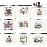 Luvsweets Book Club Gifts for Women - 8Pcs Book Lovers Makeup Bags with Zipper, Bookish Cosmetic Toiletry Pouch, Bookworm Reading Lovers Librarian Teacher Birthday Christmas Gifts