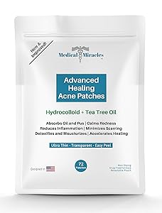 72 Hydrocolloid Acne Healing Absorbing Zit Sticker Dots - Tea Tree Pimple Patch Cystic Spot Cover Face Treatment. Invisible Therapy Blemish Remover For All Skin Types - 72 Master Patches