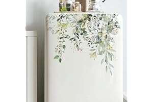 HTPPZJR Green Leaf Floral Toilet Lid Decals - Self-Adhesive, Removable, Waterproof Bathroom Wall Stickers for Cistern Decor