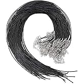 Selizo 50Pcs Necklace Cord Black Waxed Cotton Cord for Necklace Making and Bracelet Making