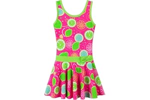 BAOHULU Girls Swimsuit One Piece UPF 50+ Floral Skirted Bathing Suit Modest Beach Swim Dress 3-11 Years