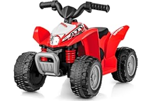 OLAKIDS Kids Ride On ATV, 6V Electric Vehicle for Toddlers, 4 Wheeler Battery Powered Motorized Quad Toy Car for Boys Girls with LED Lights, Horn (Garnet)