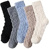 KABAKE 5 Pairs Womens Fuzzy Socks Soft Cozy Fluffy Slipper Socks Winter Warm Plush Sleeping Christmas Socks